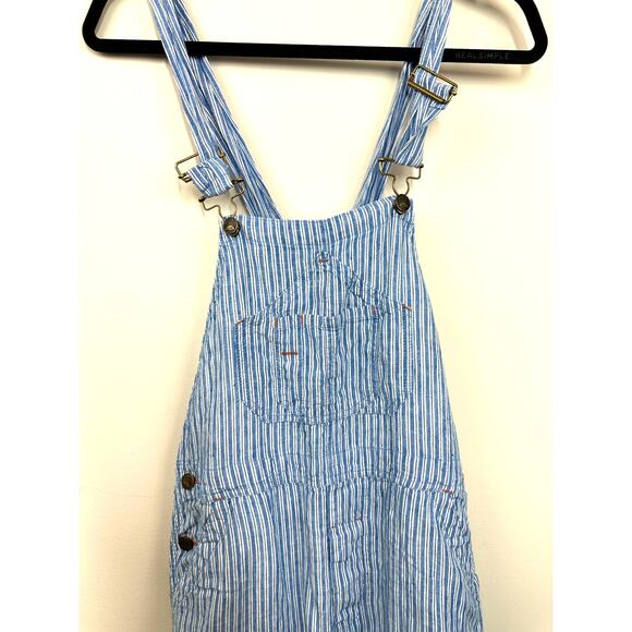 Faherty Linen Mechanic Overall Jumper in Railroad Stripe Size Small - Picture 9 of 14